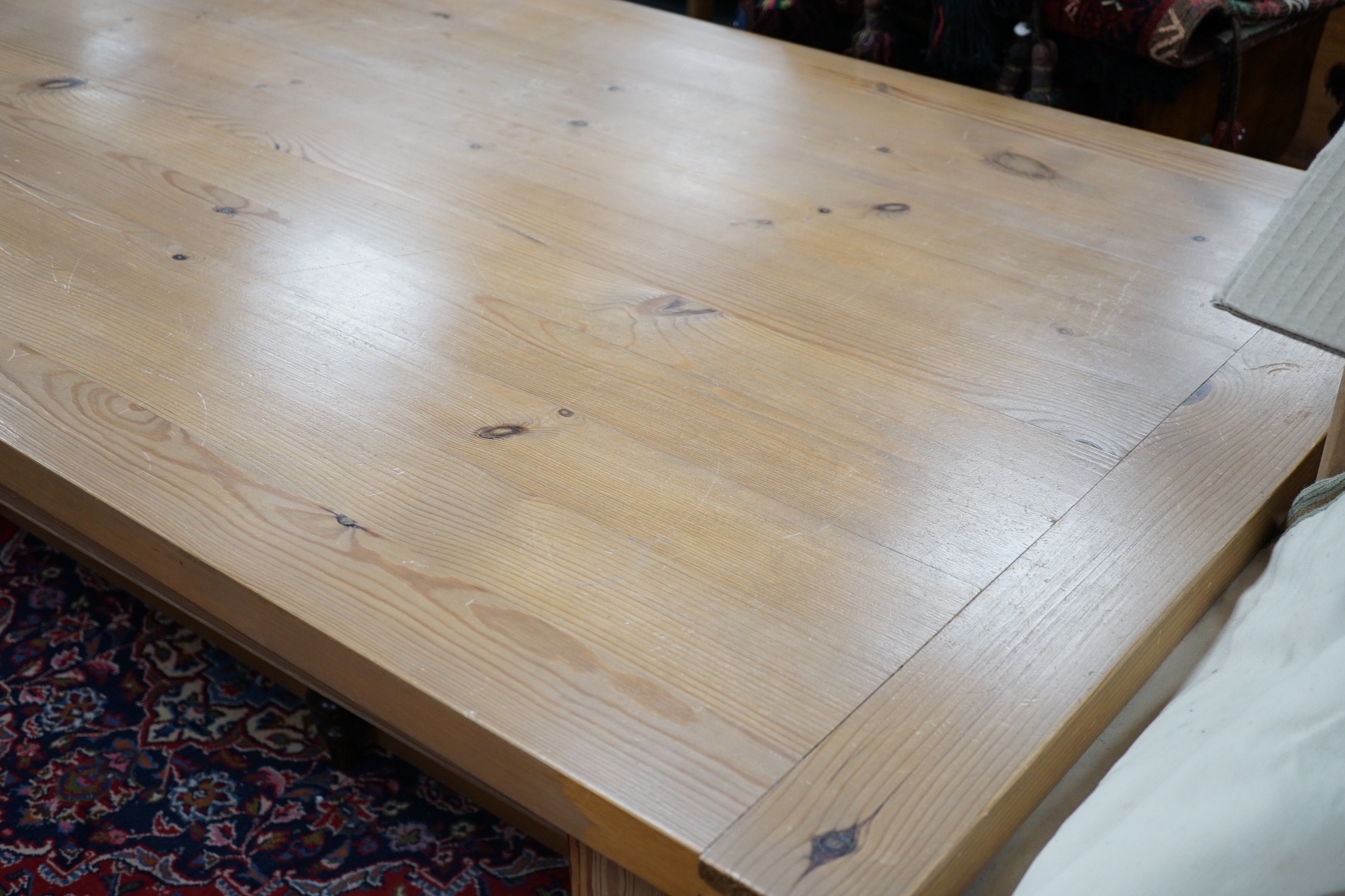 A modern pine refectory table, 213 x 98cm, height 76cm *Please note the sale commences at 9am.